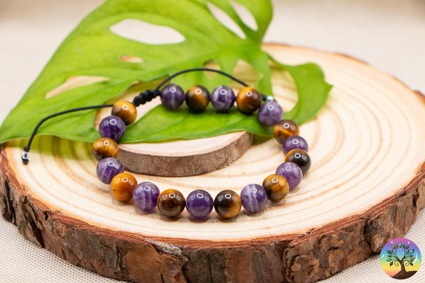 Œil de Tigre & Améthyste Rubanée - Bracelet 8 mm