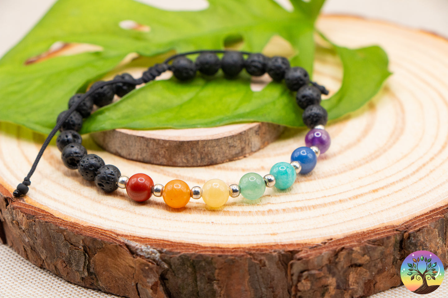 Sept Chakras & Pierre de Lave - Bracelet 6 mm