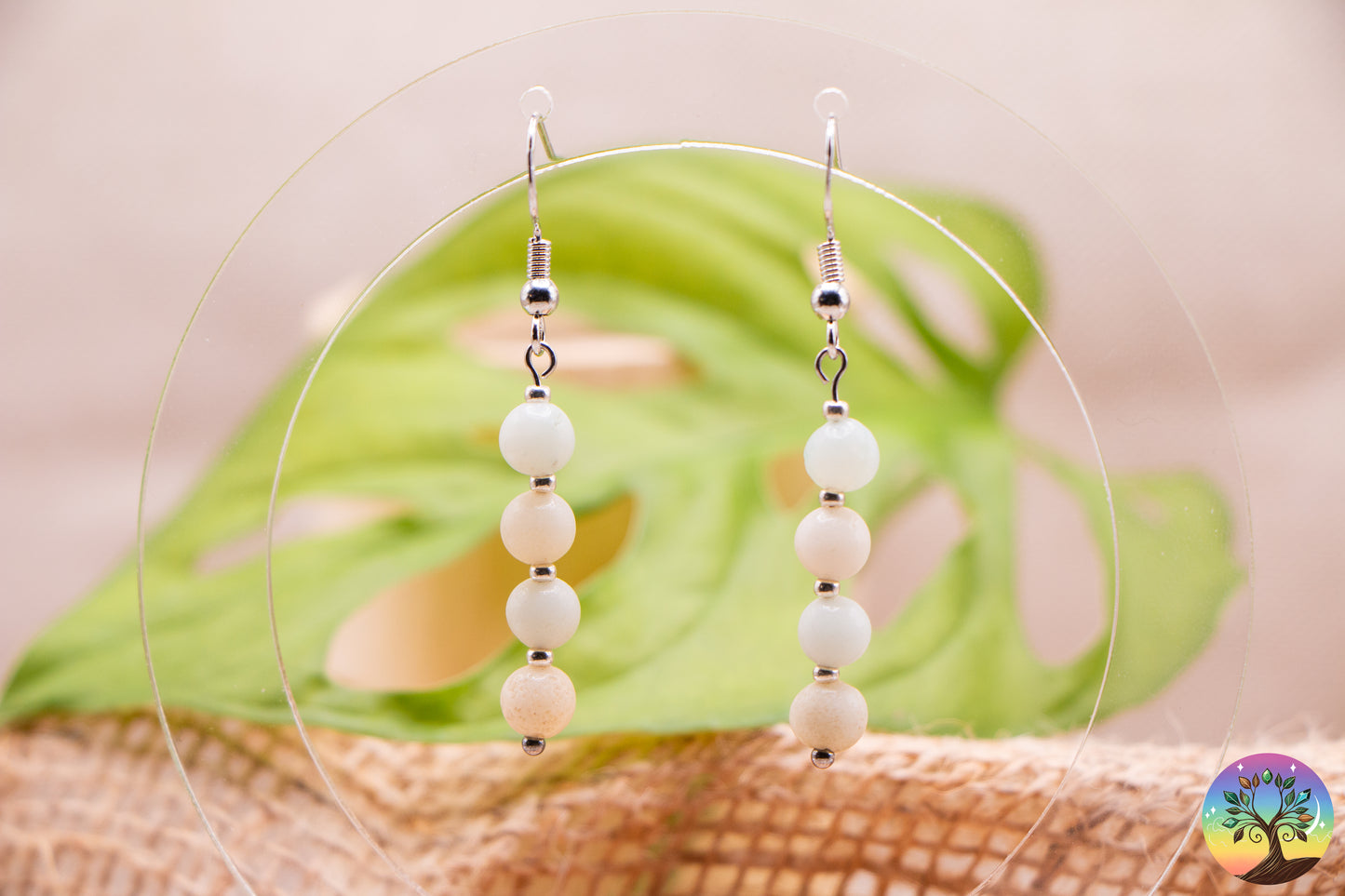 Amazonite Multicolore - Boucles d'Oreilles - 6 mm