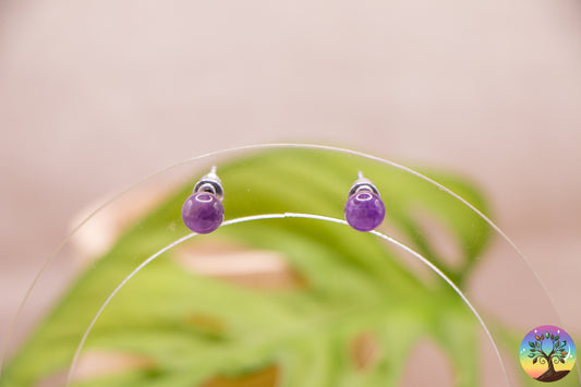 Améthyste - Boucles d'Oreilles - Puces 6 mm